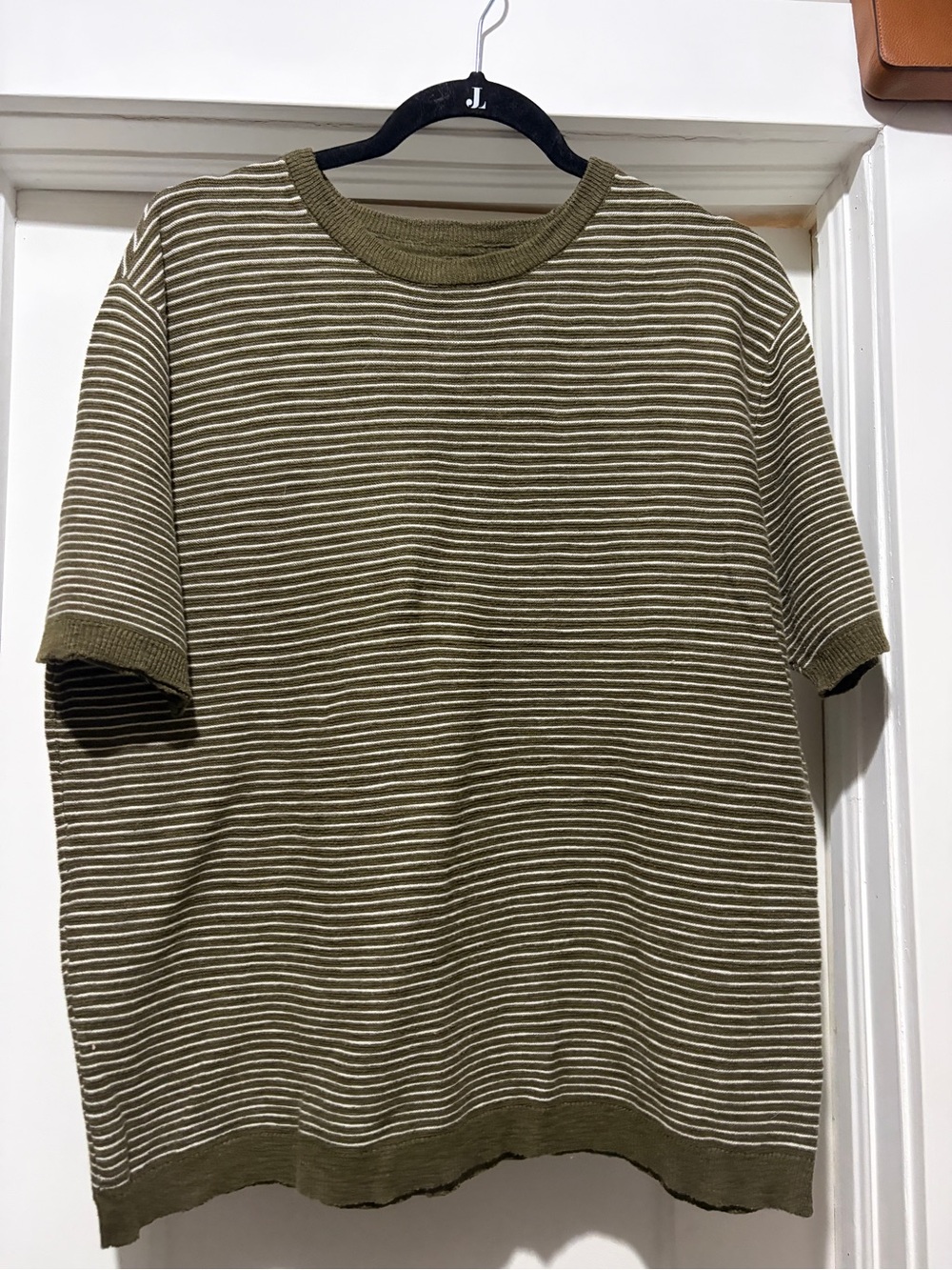 American Eagle Outfitters Brown & Cream Striped Short-Sleeve Knit Tee